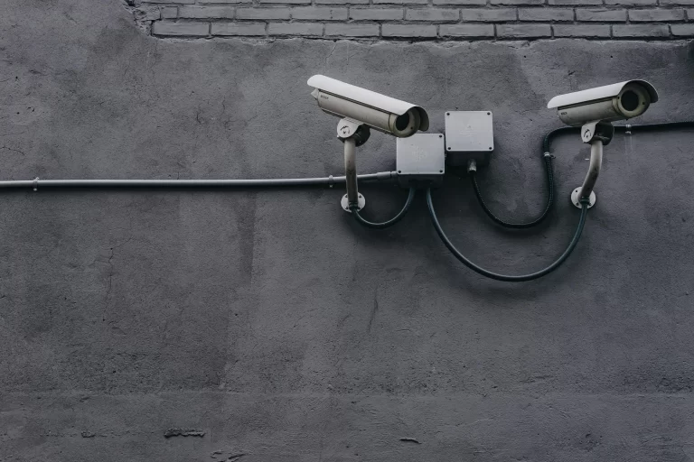 grey wall with two security cameras to show protecting communities from terrorism