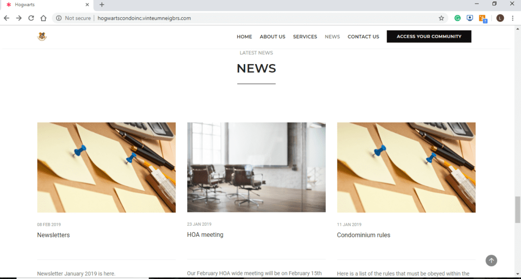 HOA Website Template Neigbrs